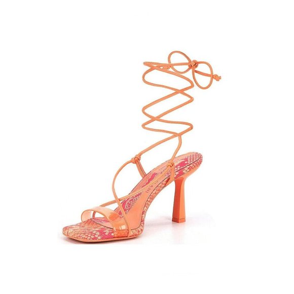 NWT! Antonio Melani Barden Lace-Up Dress Sandals - Citrus Peach - Picture 2 of 5